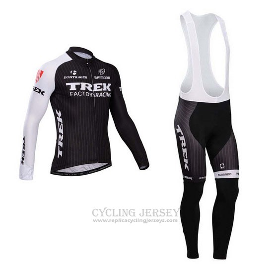 2014 Cycling Jersey Trek Factory Racing Black and White Long Sleeve and Bib Tight